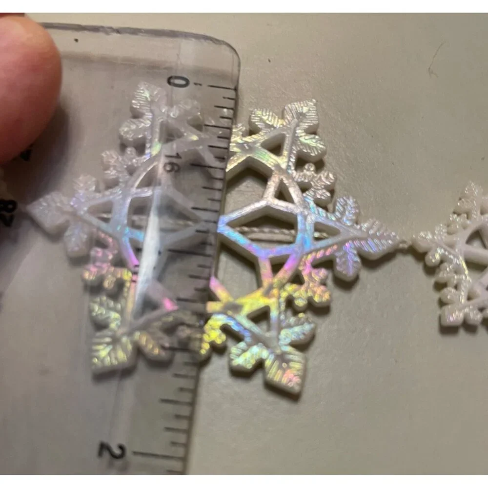 Lot Of Vintage Iridescent White Plastic Snowflake Ornaments For Crafts Or Decora